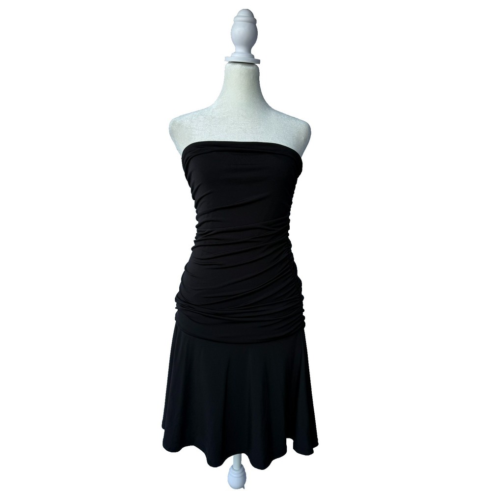 Camila Coelho Black Strapless Ruched Mini Dress Sz Small Sexy Bodycon Sleek Chic